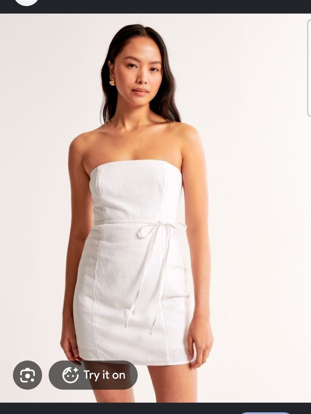 Abercrombie And Fitch Tie Waist Skort Dress White Strapless Small Petite Sp